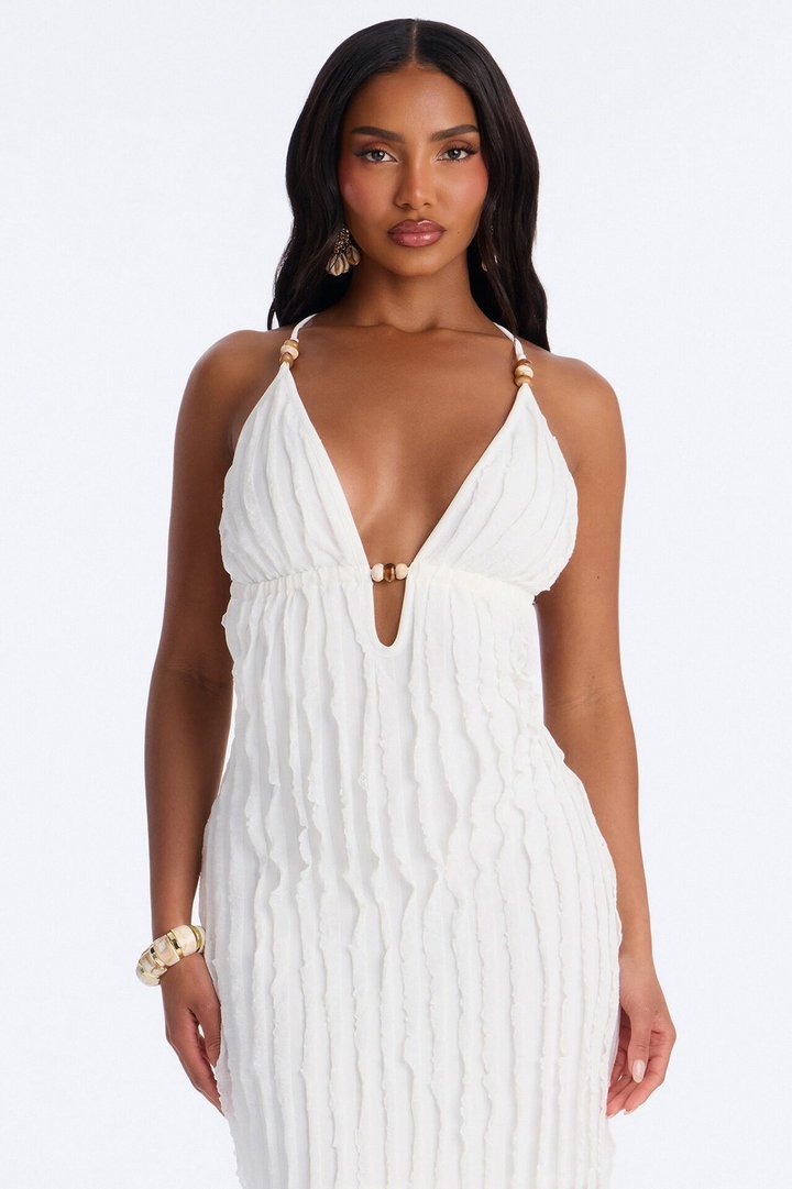 Like No Other Textured Maxi Dress - White