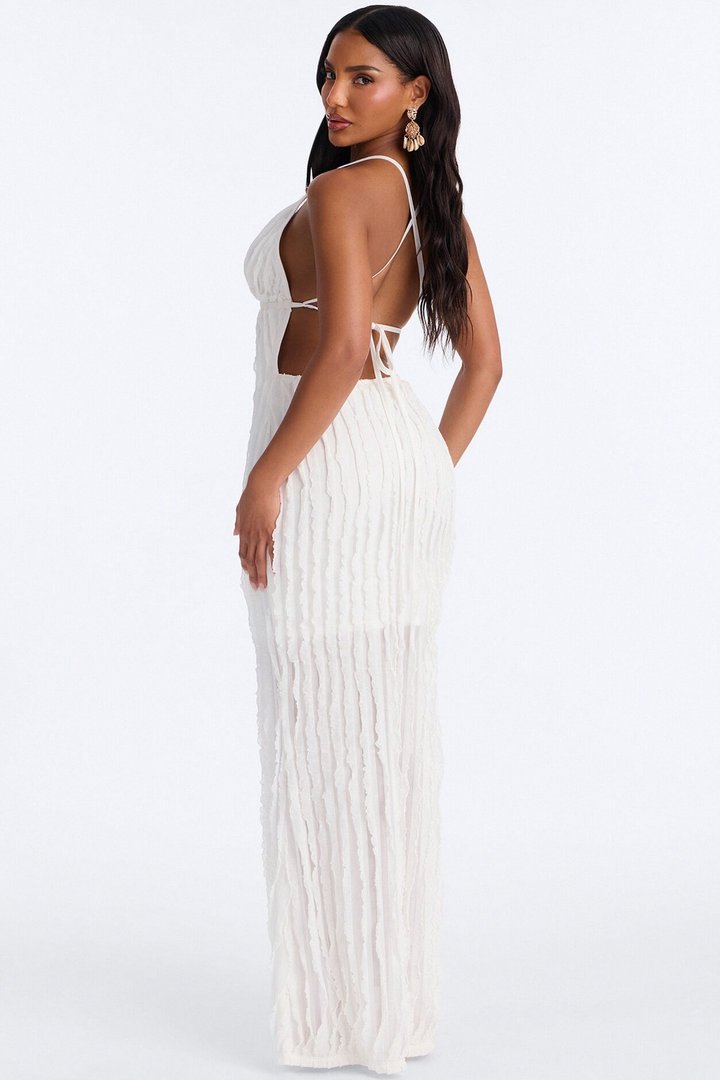 Like No Other Textured Maxi Dress - White