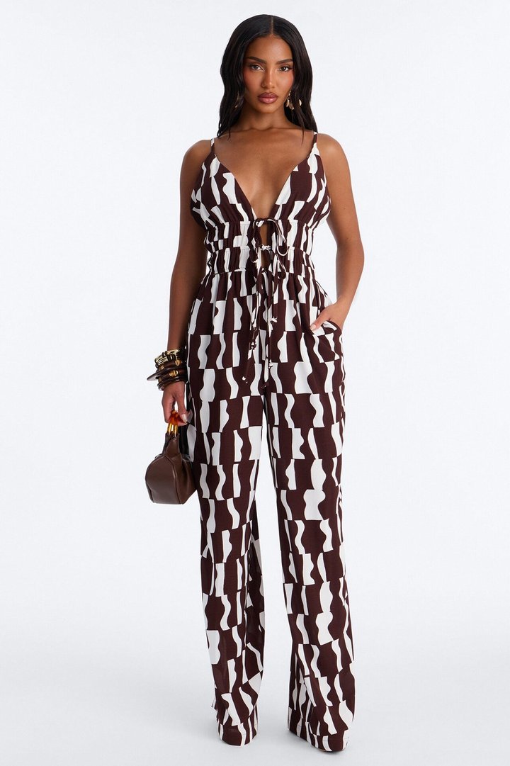 Tammi Wide Leg Jumpsuit - Chocolate