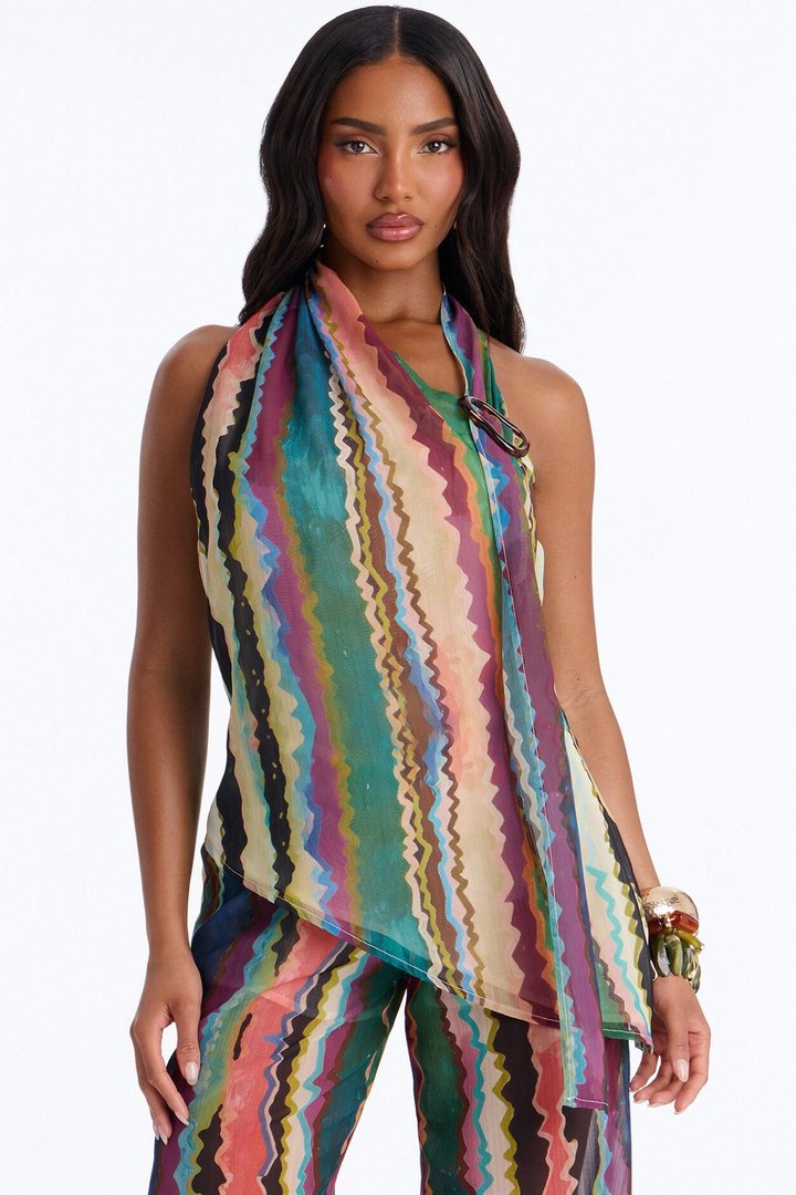 Victoria Getaway Chiffon Pant Set - Multi Color