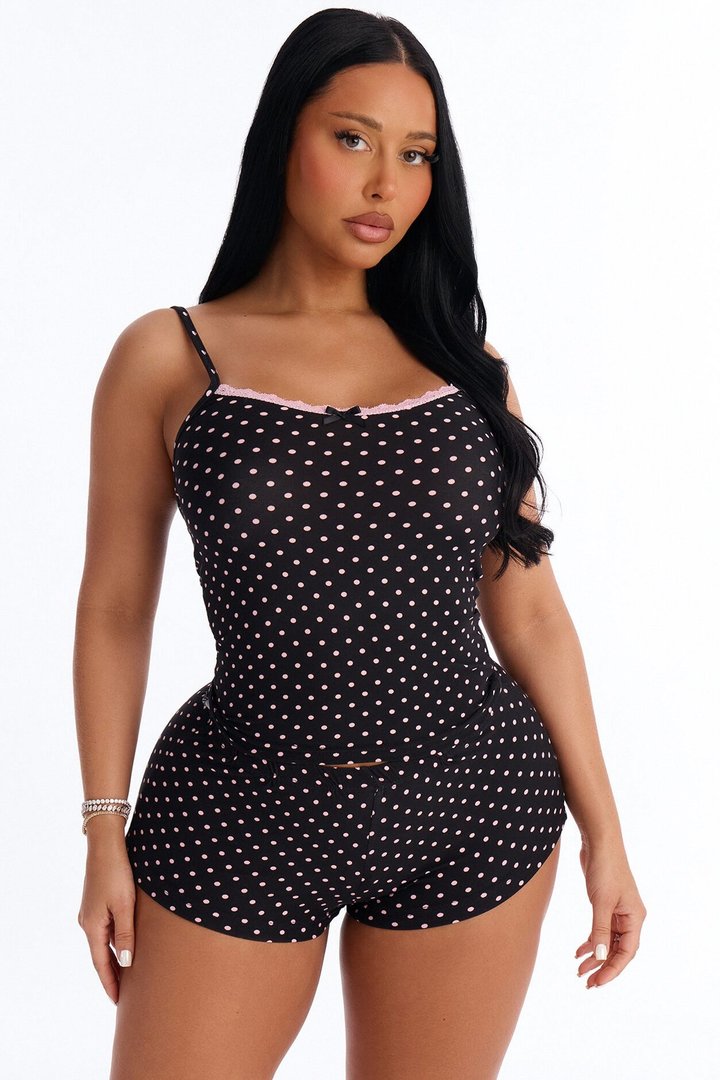 Pillow Talk PJ Short Set - Black/Pink