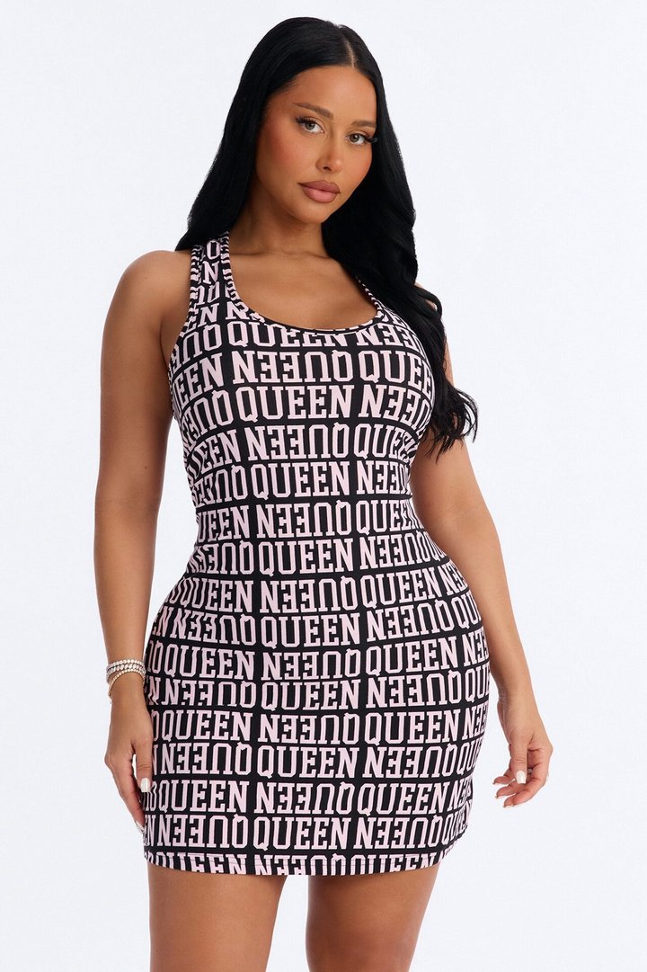Queen Of Sleep PJ Sleep Dress - Black/Pink