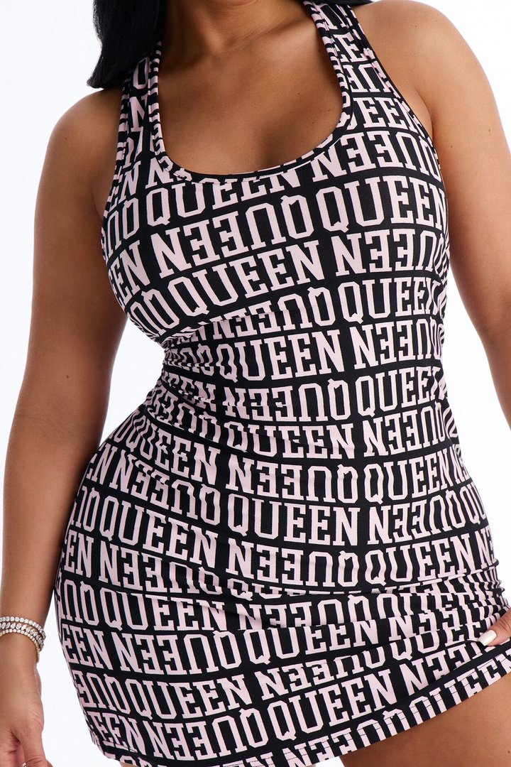 Queen Of Sleep PJ Sleep Dress - Black/Pink