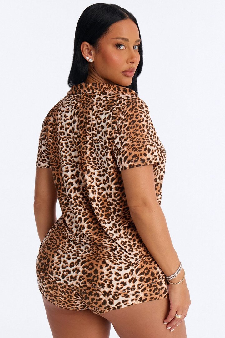 Wild Night PJ Short Set - Leopard