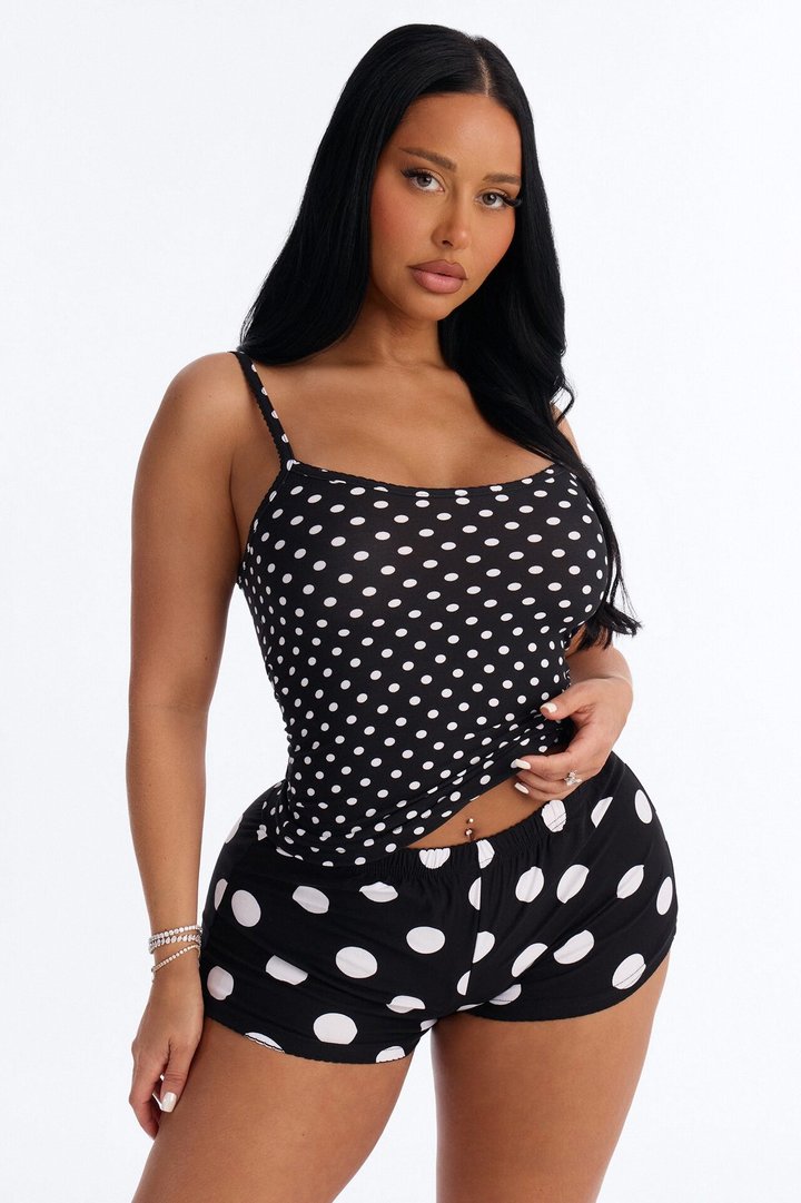 Sweet Spot Cami PJ Short Set - Black/White