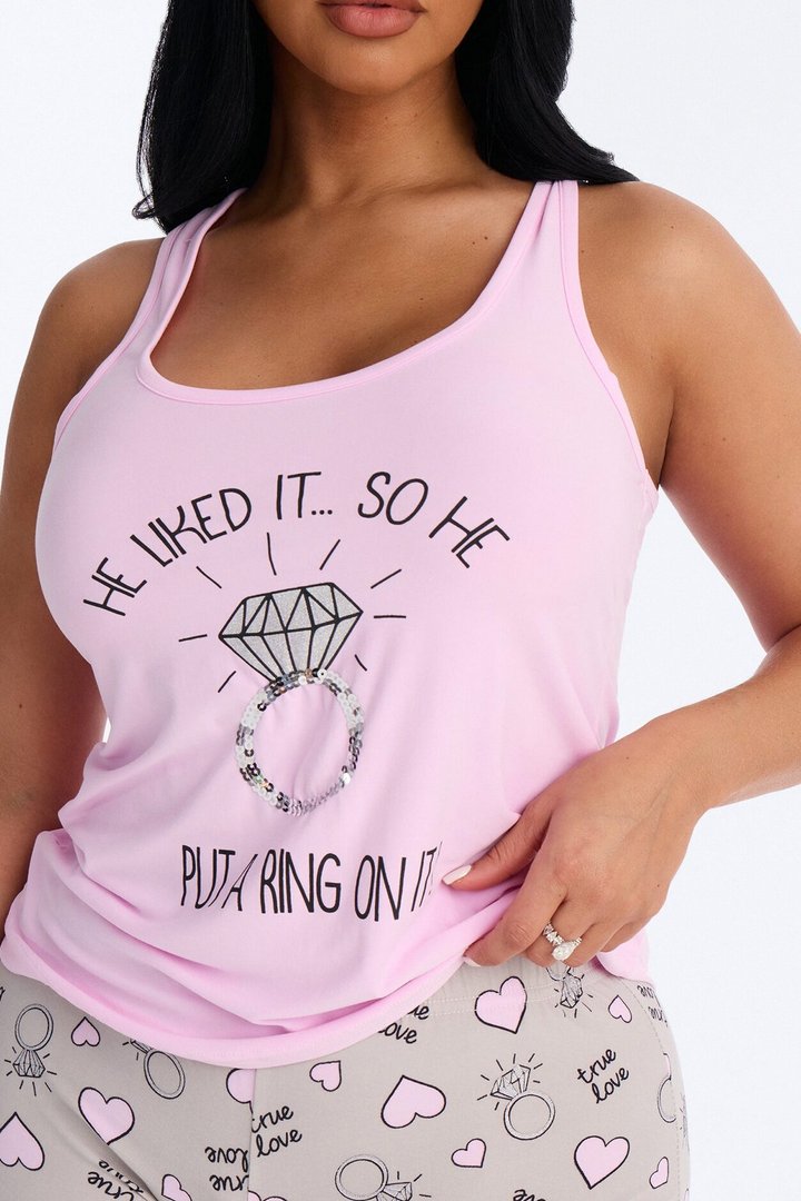 He Liked It Tank & Short PJ Set - Pink/combo