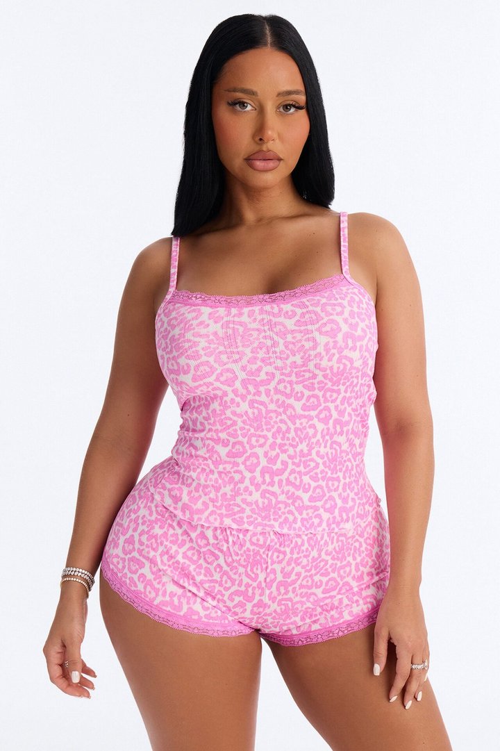 Wild In Pink PJ Short Set - Hot Pink