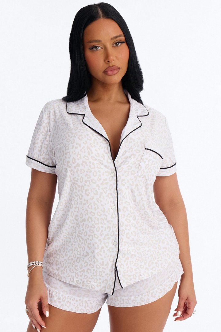 Bride Ready Notch Collar PJ Short Set - White
