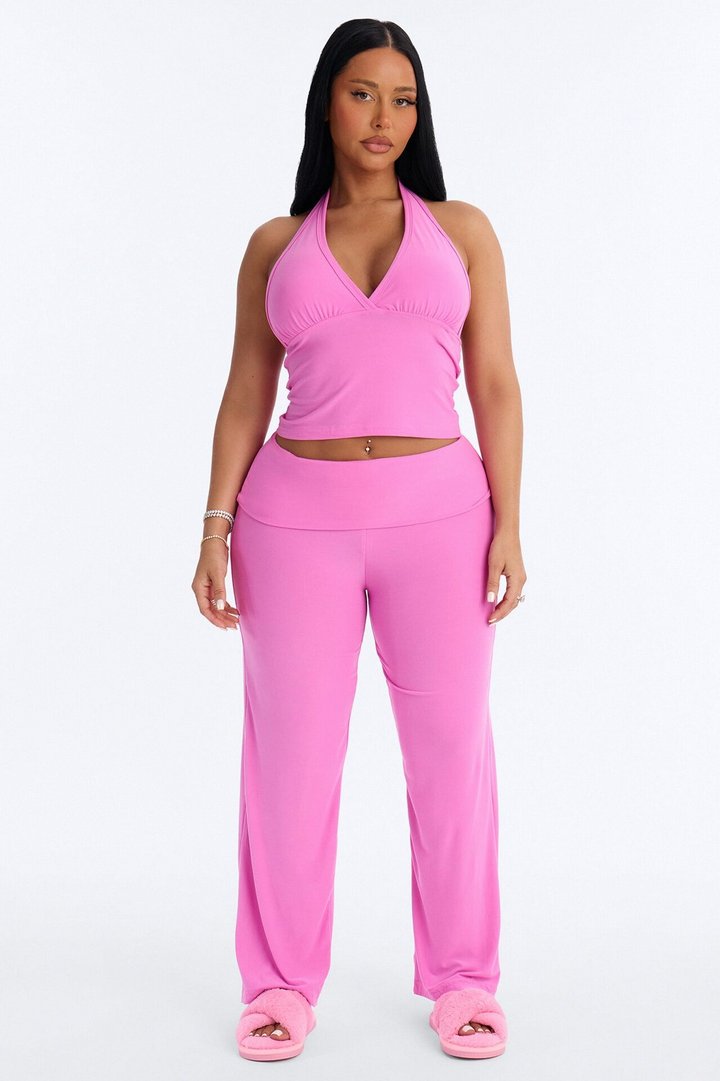 Stay Cozy Halter PJ Pant Set - Pink
