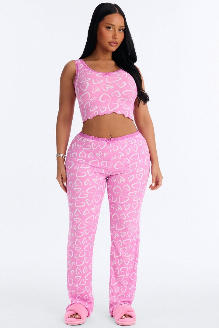 Love All Around Me PJ Pant Set - Pink/combo