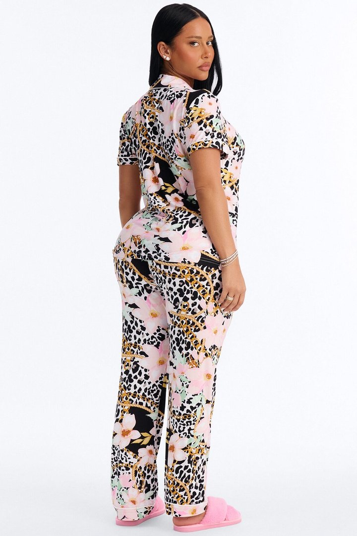 Late Night Floral PJ Pant Set - Black/combo