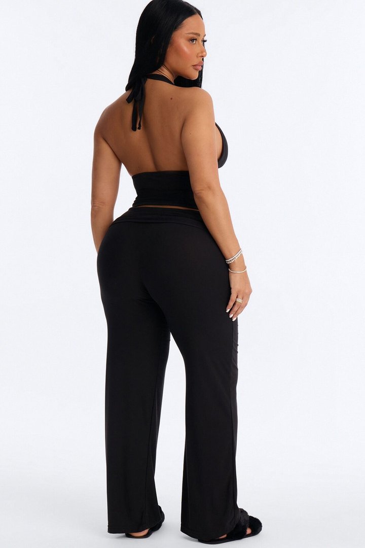 Stay Cozy Halter PJ Pant Set - Black