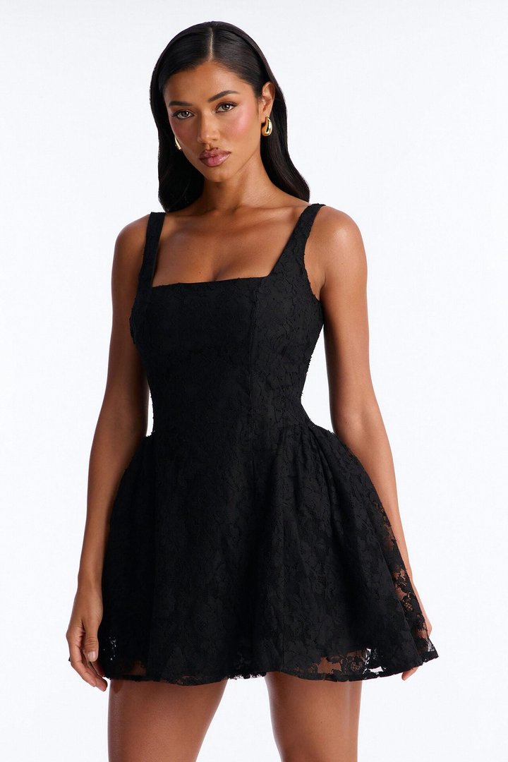 Little Miss Perfect Lace Micro Mini Dress - Black