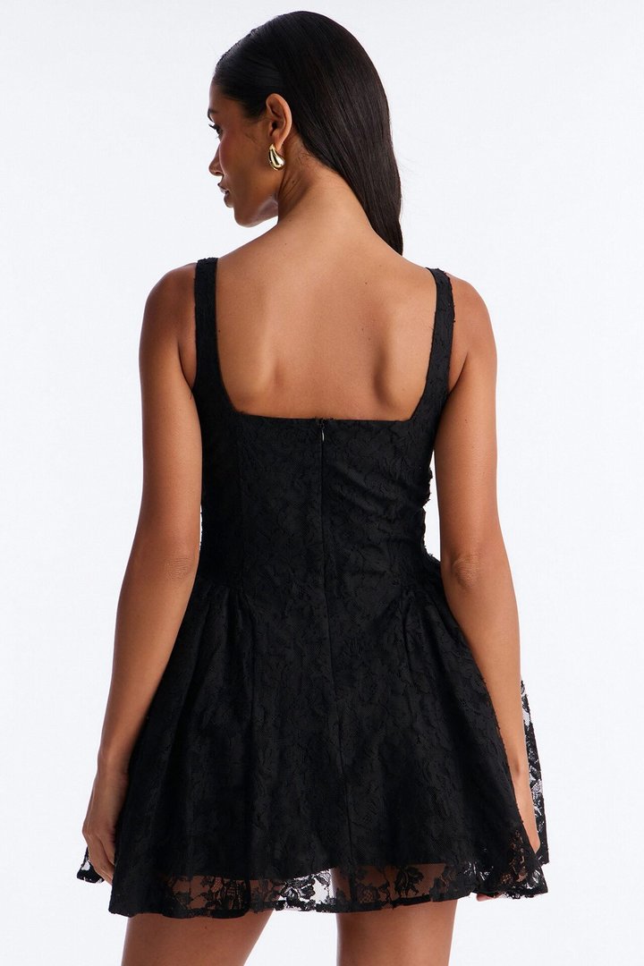 Little Miss Perfect Lace Micro Mini Dress - Black