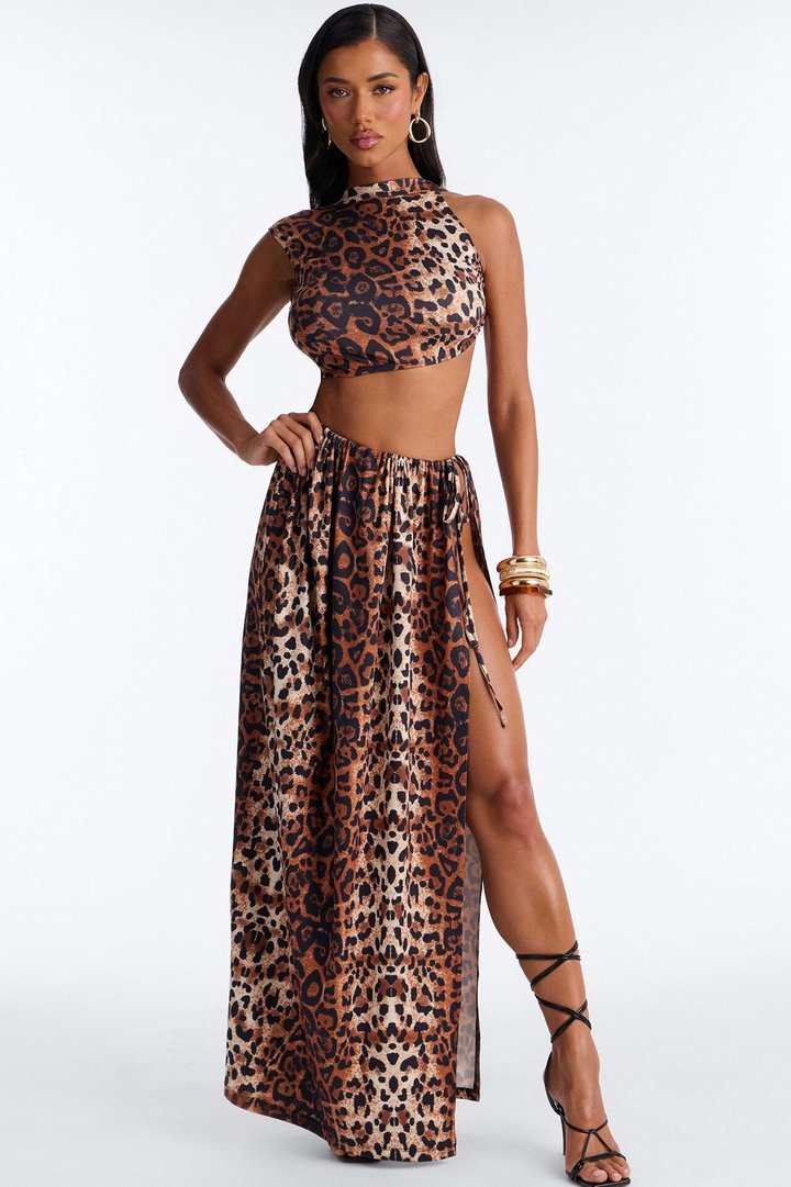 Rebel Muse Cut Out Maxi Dress - Leopard