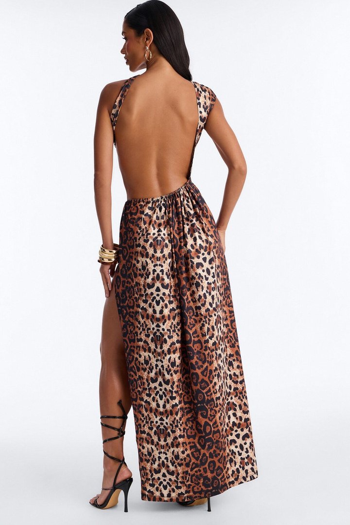Rebel Muse Cut Out Maxi Dress - Leopard