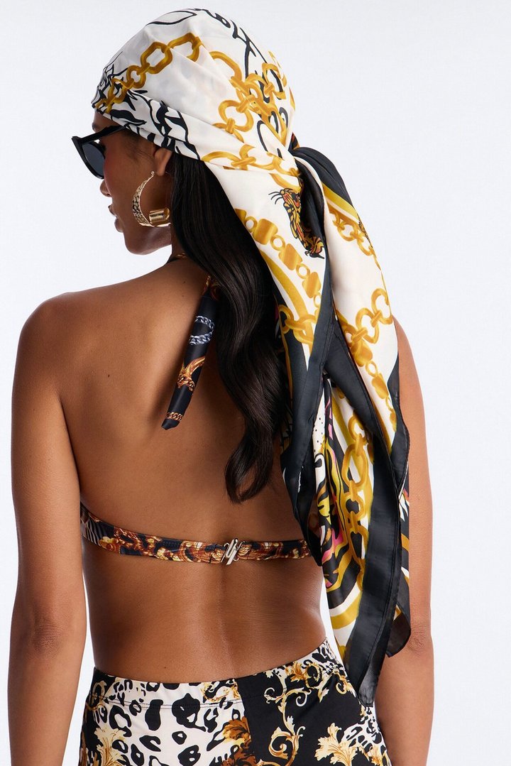 Chained Ed Hardy Head Scarf - Ivory/combo