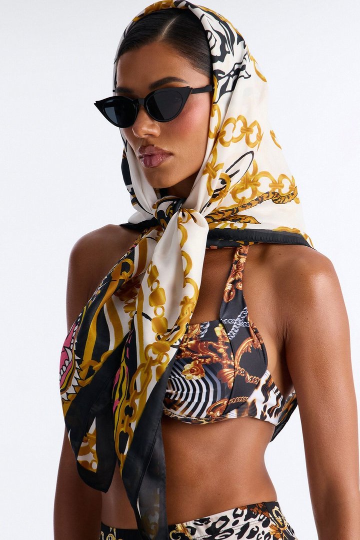 Chained Ed Hardy Head Scarf - Ivory/combo