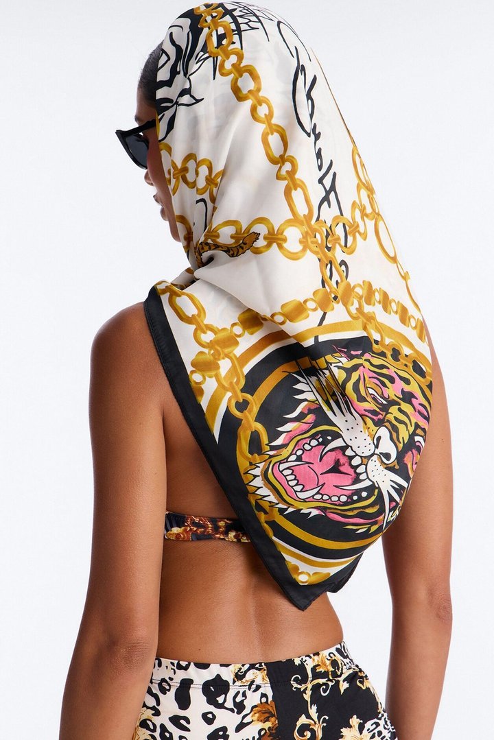 Chained Ed Hardy Head Scarf - Ivory/combo