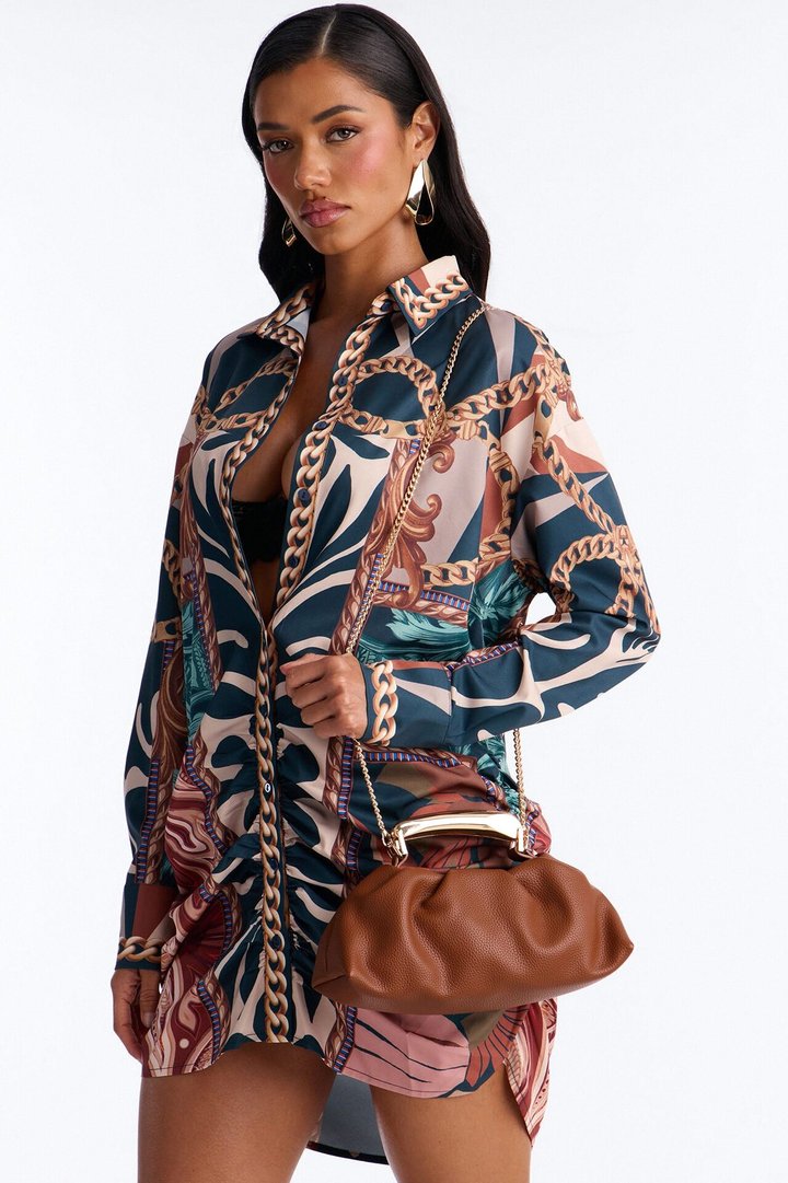 All Eyes On Faux Leather Satchel Bag - Brown