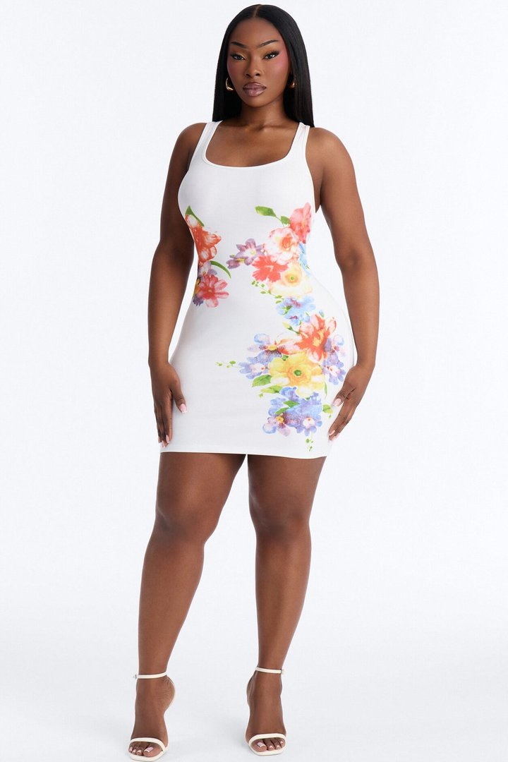 Serafina Sleeveless Floral Mini Dress - White/combo