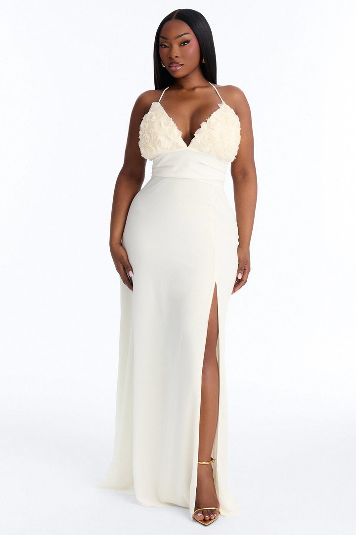 Pretty In Petals Chiffon Gown - Ivory