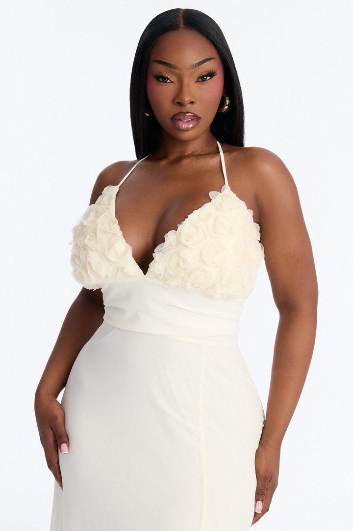 Pretty In Petals Chiffon Gown - Ivory