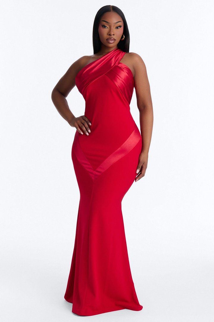 Immediate Yes One Shoulder Gown - Red