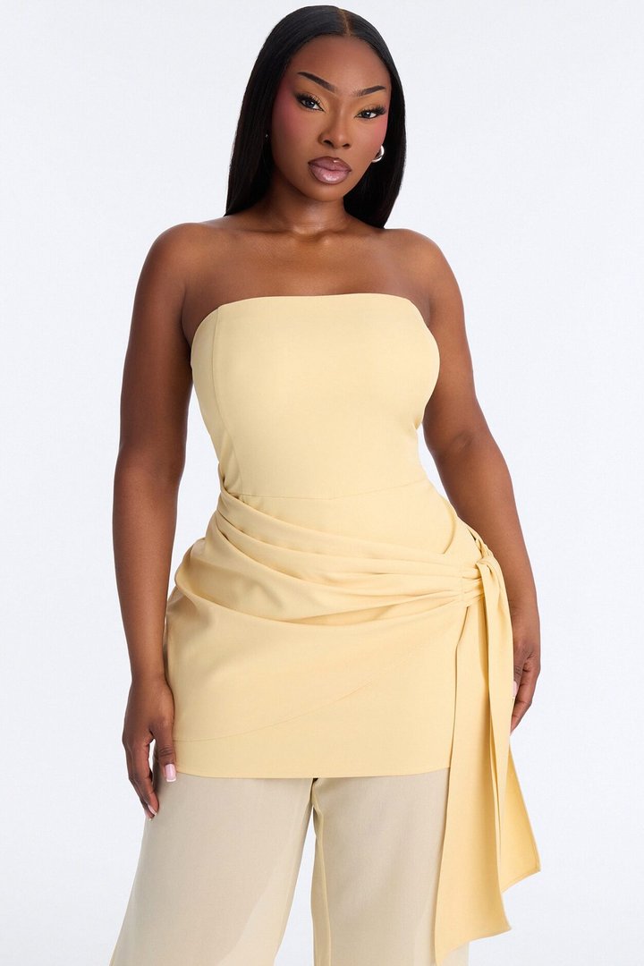 Willow Sheer Draped Jumpsuit - Yellow