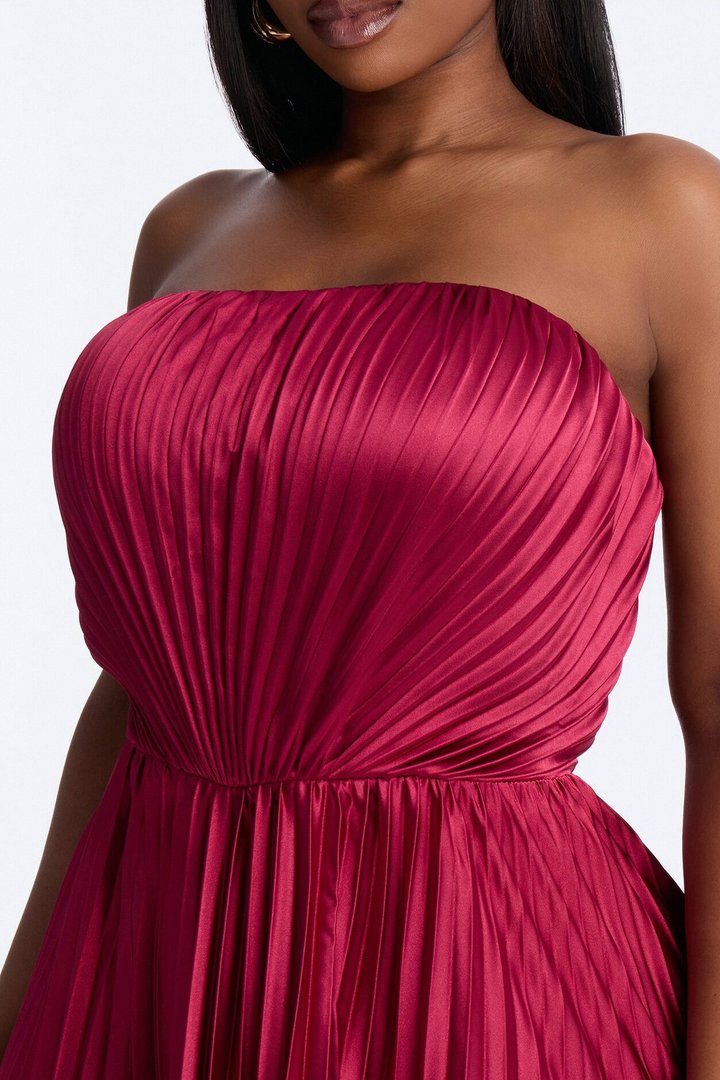 The Royal Babe Pleated Gown - Marsala