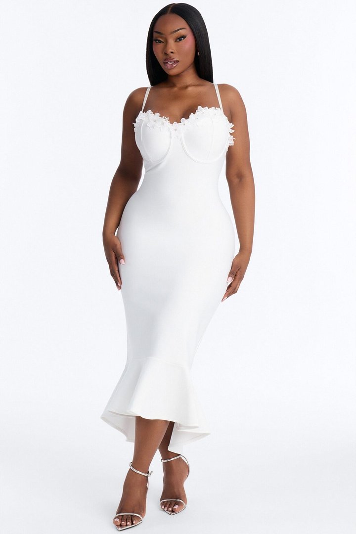 Verona Bandage Midi Dress - White