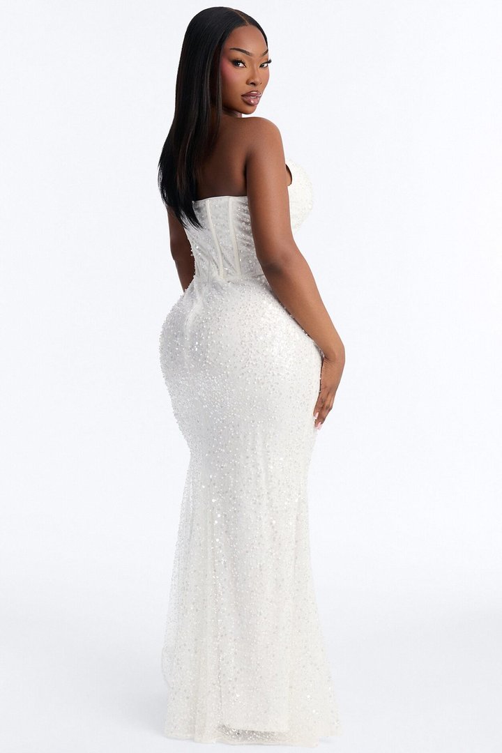 Juliana Embellished Corset Gown - White