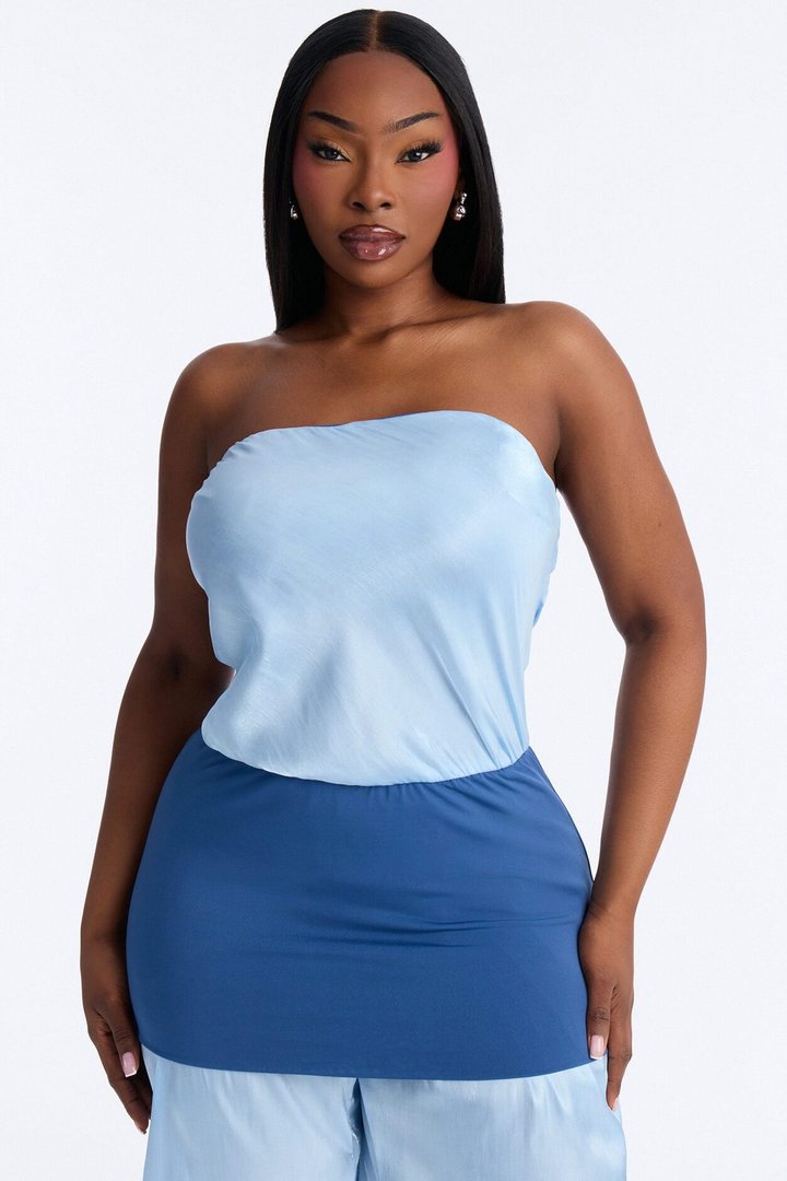 Sasha Satin Draped Jumpsuit - Blue
