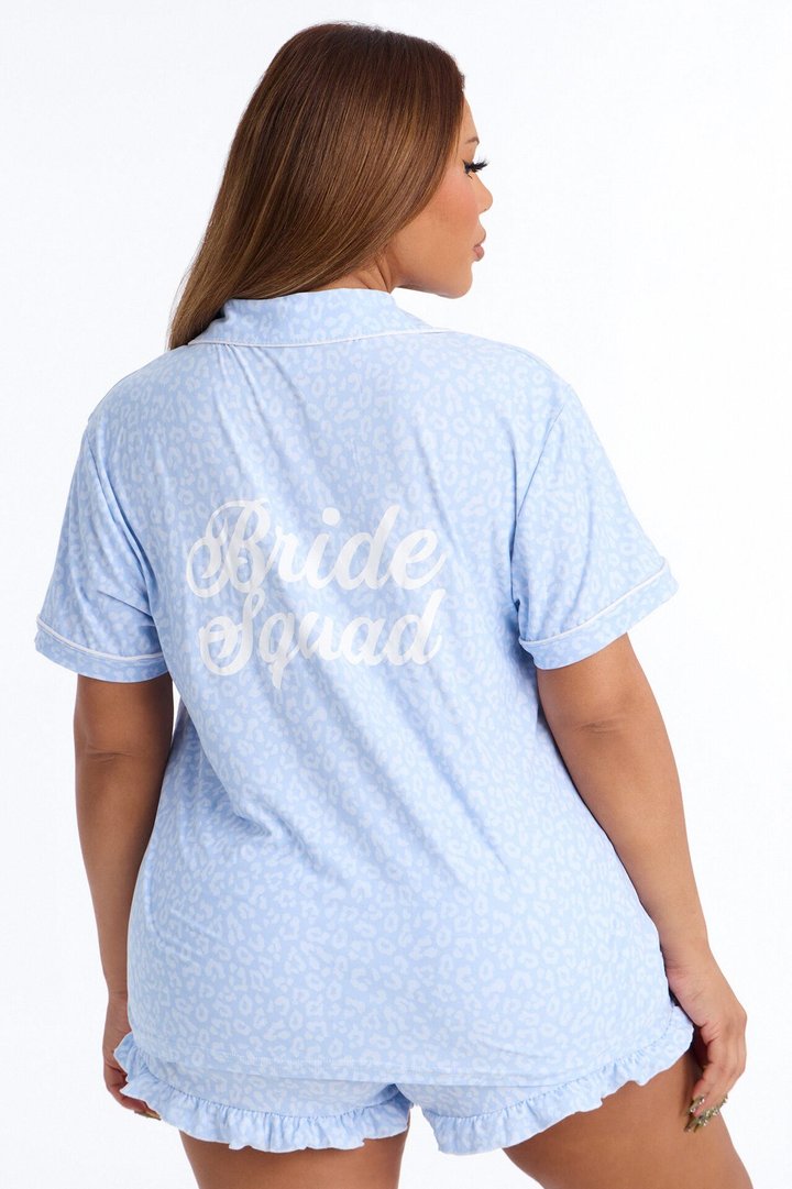 Squad Ready Notch Collar PJ Short Set - Light Blue