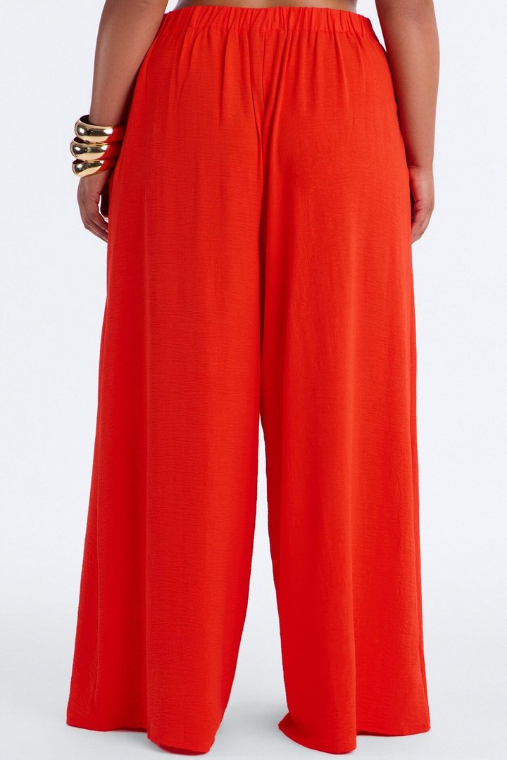 Amiah High Rise Wide Leg Flowy Pant 33″ - Tomato Red