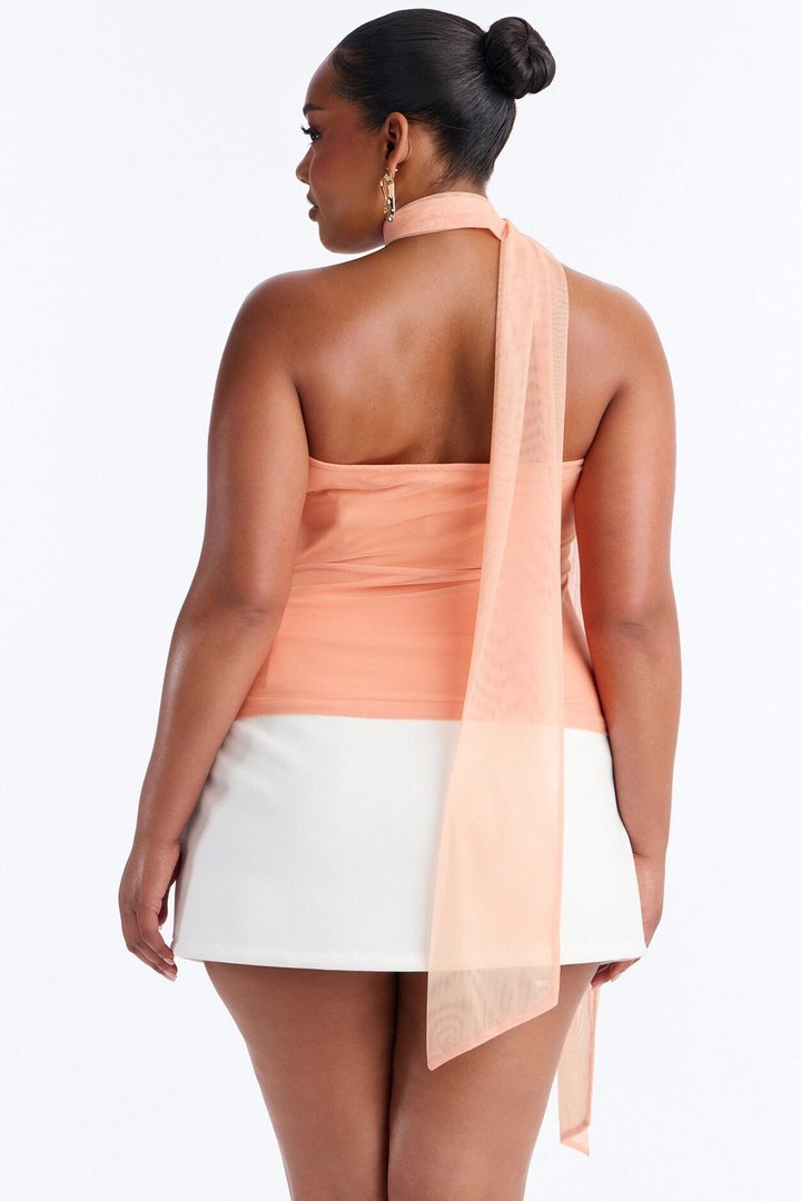 Monique Floral Mesh 2 Piece Tube Top - Orange/combo