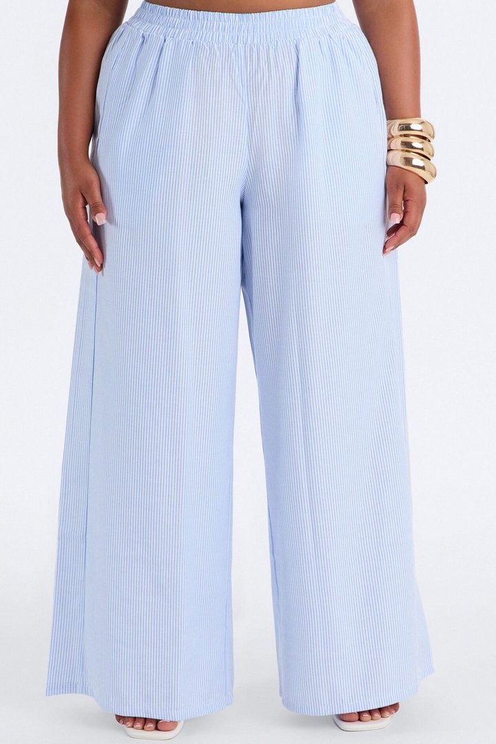 Daily Practice Pinstripe Wrap Waist 2 Piece Pant - Blue