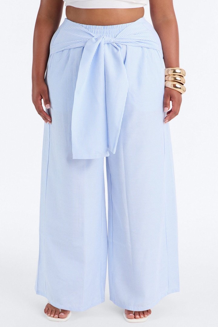 Daily Practice Pinstripe Wrap Waist 2 Piece Pant - Blue