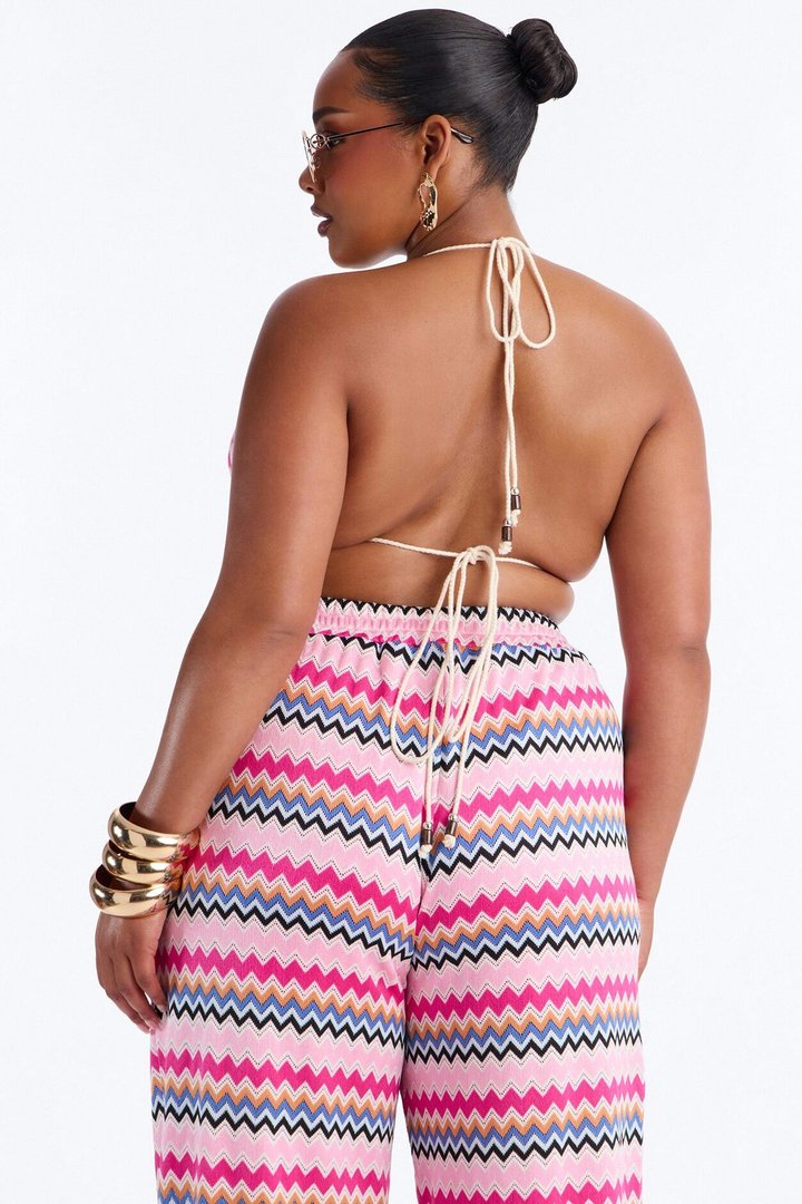 Cabana Crush 3 Piece Crochet Pant Set - Pink/combo
