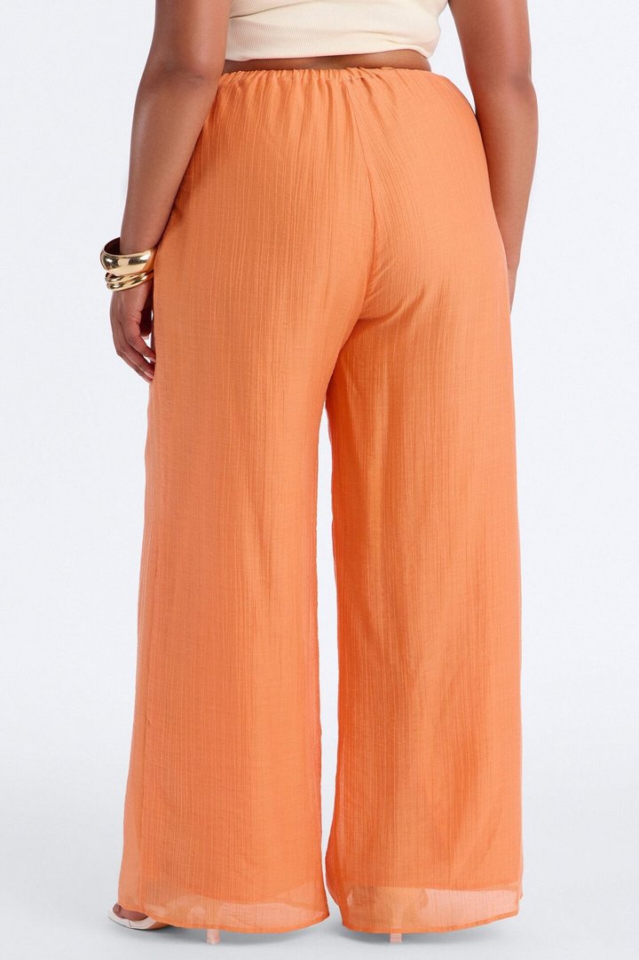 Vacay Babe Textured Wide Leg Pant - Orange