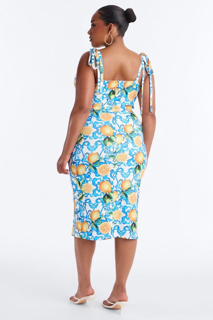 Ciao Bella Lemon Midi Dress - Blue/combo