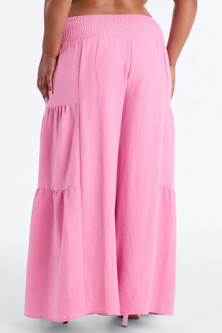 Tatiana Tiered Wide Leg Tie Waist Pant - Pink
