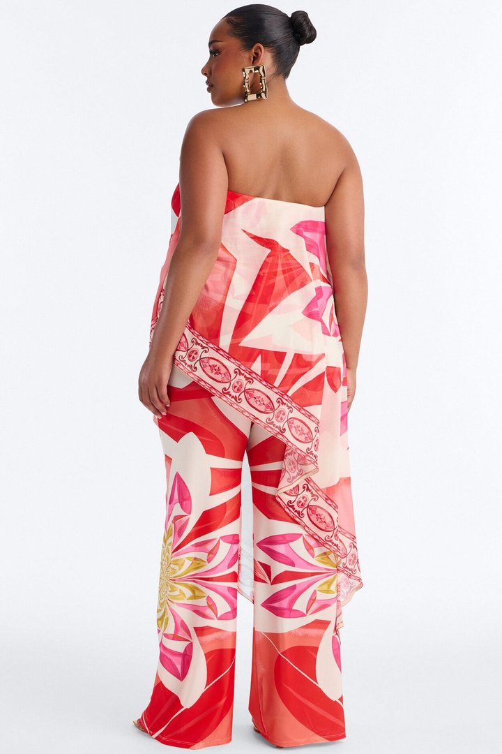 Sasha Flowy Tropical Jumpsuit - Red