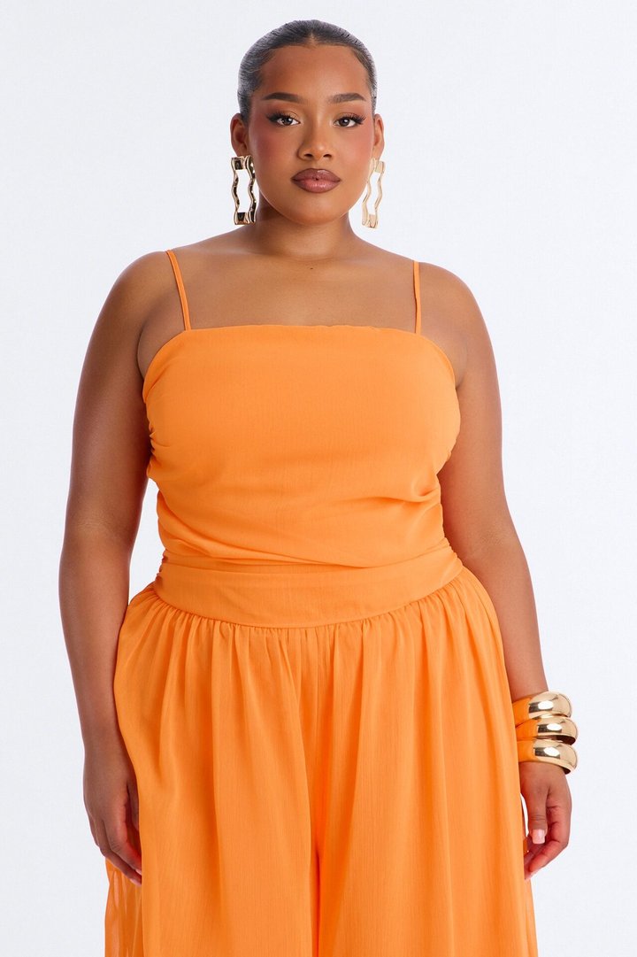Caroline Chiffon Wide Leg Jumpsuit - Orange