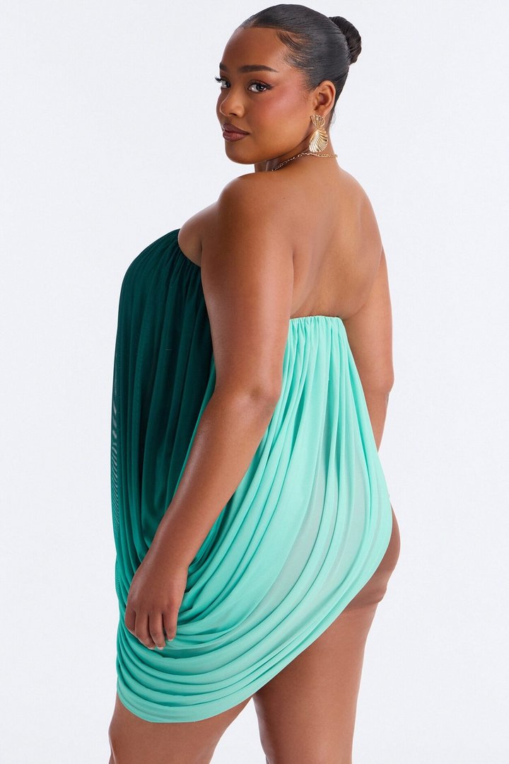 Bora Bora Ombre Asymmetrical Mesh Top - Teal/combo