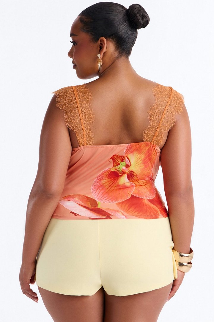 Orchid Cowl Neck Top - Orange/combo