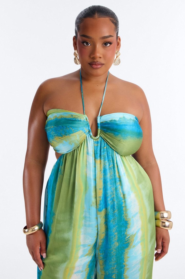 Beach Side Wide Leg Jumpsuit - Blue