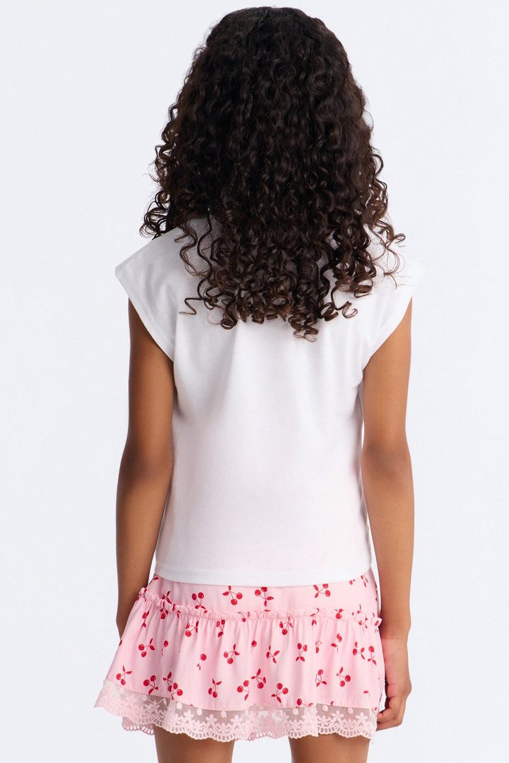 Mini Sweetie Pie Cherry Skirt Set - White/Pink