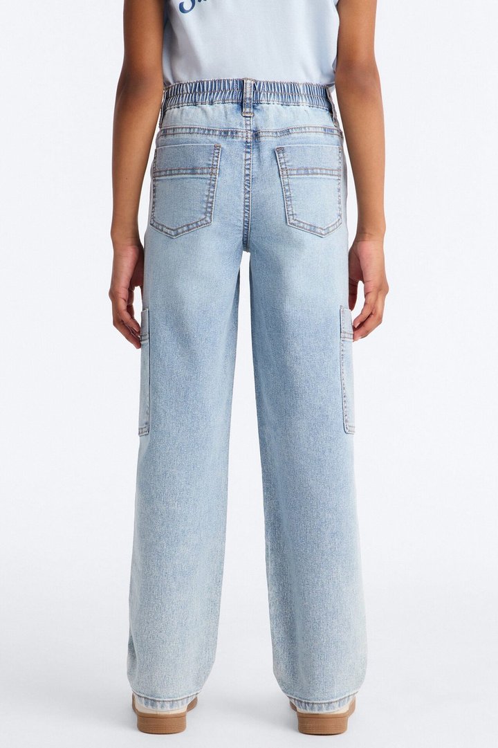Mini Best Friends For Life Straight Leg Cargo Jeans - Light Wash