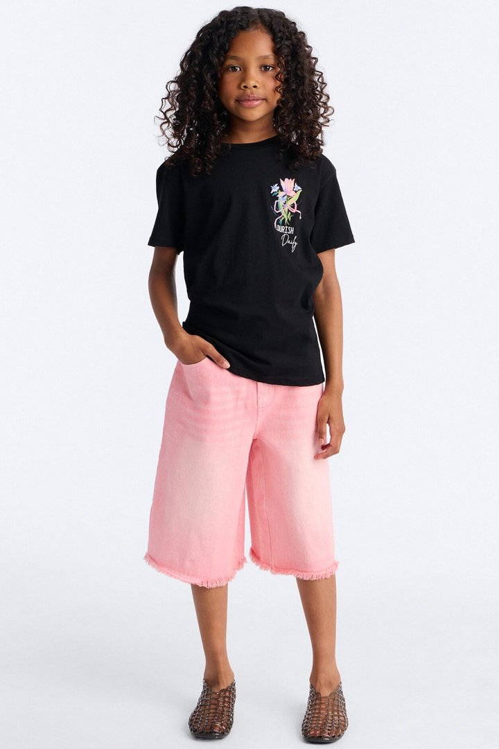Mini Flourish Short Sleeve Tee - Black